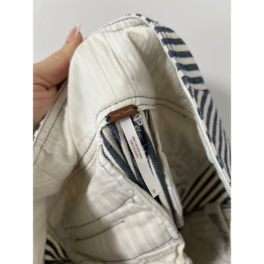 Free People Frankie High Waisted Striped Button Fly Pants Size 6 - Picture 7 of 13